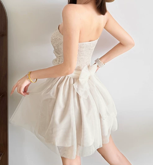 Mini robe de soirée en satin, sans bretelles, sans manches, ligne a, simple, C899