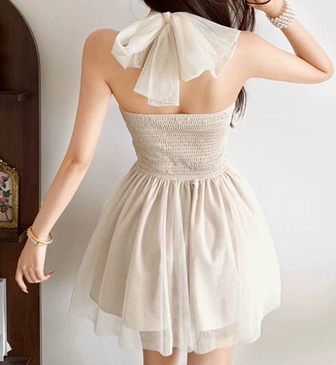 Mini robe de soirée en satin, sans bretelles, sans manches, ligne a, simple, C899