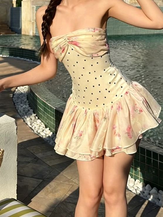 Robe courte d'été pour femme, style français, collection 2026, référence C8003