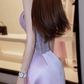 Mini robe de soirée en satin, sans bretelles, sans manches, ligne a, simple, C899