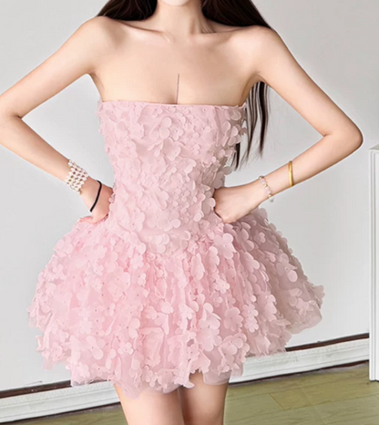 Mini robe de soirée en satin, sans bretelles, sans manches, ligne a, simple, C899