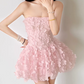 Mini robe de soirée en satin, sans bretelles, sans manches, ligne a, simple, C899