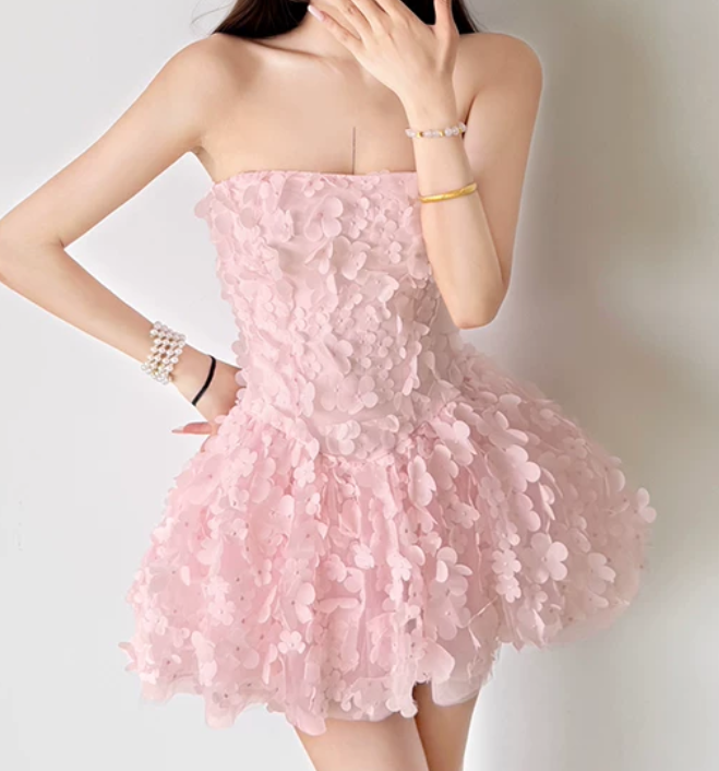 Mini robe de soirée en satin, sans bretelles, sans manches, ligne a, simple, C899