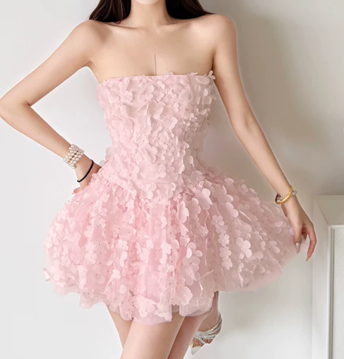 Mini robe de soirée en satin, sans bretelles, sans manches, ligne a, simple, C899