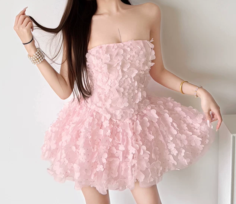 Mini robe de soirée en satin, sans bretelles, sans manches, ligne a, simple, C899