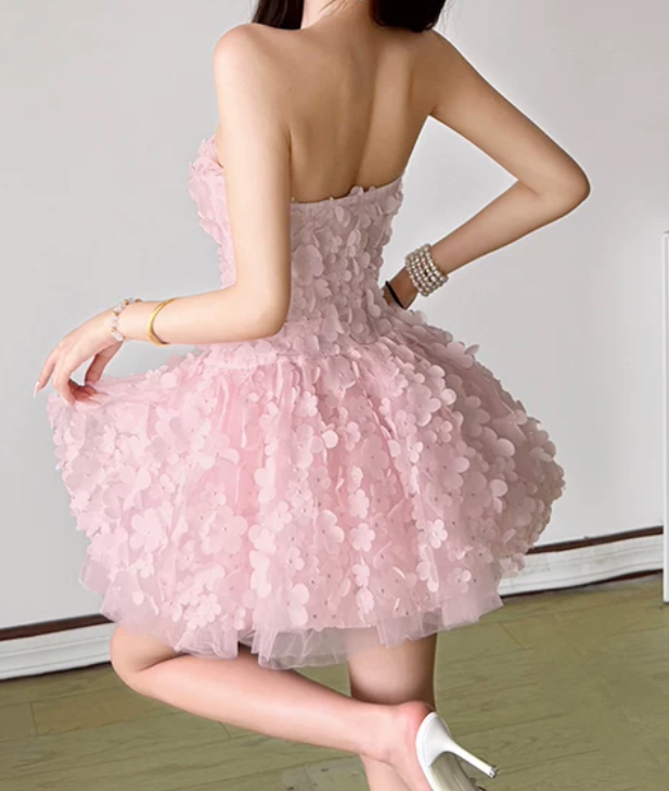 Mini robe de soirée en satin, sans bretelles, sans manches, ligne a, simple, C899