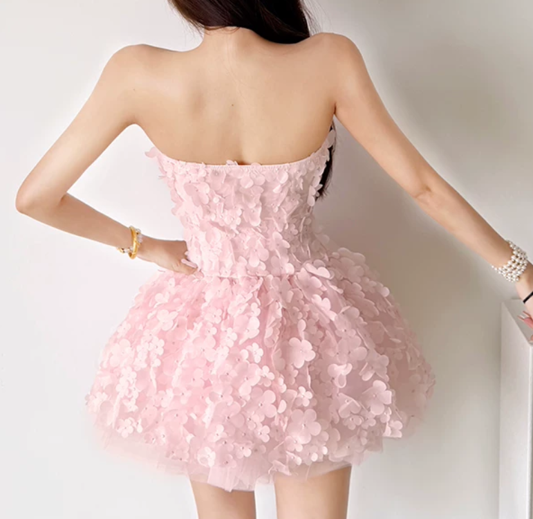 Mini robe de soirée en satin, sans bretelles, sans manches, ligne a, simple, C899