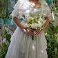 Superbe robe de mariée sirène bustier en satin et tulle, longue et en dentelle, C4563