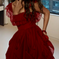 Robe de bal de princesse bustier à volants en satin long, robe de soirée C8117