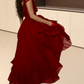Robe de bal de princesse bustier à volants en satin long, robe de soirée C8117