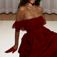 Robe de bal de princesse bustier à volants en satin long, robe de soirée C8117