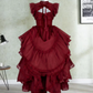 Robe de bal de princesse bustier à volants en satin long, robe de soirée C8117