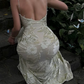 Glam Spaghetti Straps Prom Dress Green Sequins Jacquard A-Line Evening Dress D0296