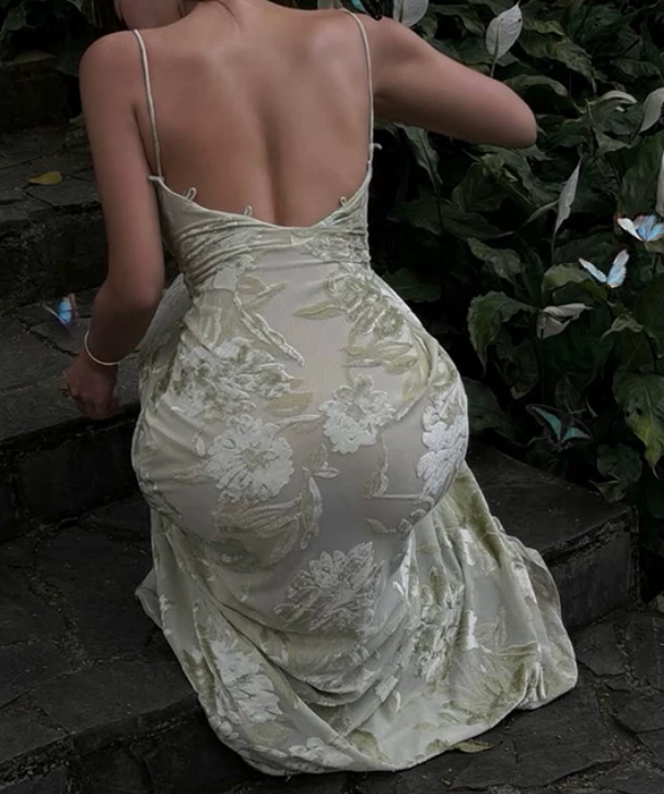 Glam Spaghetti Straps Prom Dress Green Sequins Jacquard A-Line Evening Dress D0296