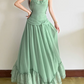 Robe de bal de princesse bustier à volants en satin long, robe de soirée C8117