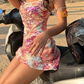 Mini robe de soirée en satin, sans bretelles, sans manches, ligne a, simple, C899