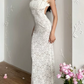 Robe de bal de princesse bustier à volants en satin long, robe de soirée C8117