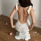 Robe de bal de princesse bustier à volants en satin long, robe de soirée C8117