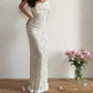 Robe de bal de princesse bustier à volants en satin long, robe de soirée C8117