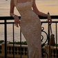 Robe de bal de princesse bustier à volants en satin long, robe de soirée C8117
