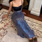 Alluring Spaghetti Straps Prom Dress Black & Blue Sequins Mermaid Evening Dress D0302