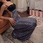 Alluring Spaghetti Straps Prom Dress Black & Blue Sequins Mermaid Evening Dress D0302