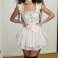 Chic Spaghetti Straps Homecoming Dress White Floral A-Line Birthday Dress D0307