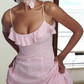 Robe de bal de princesse bustier à volants en satin long, robe de soirée C8117