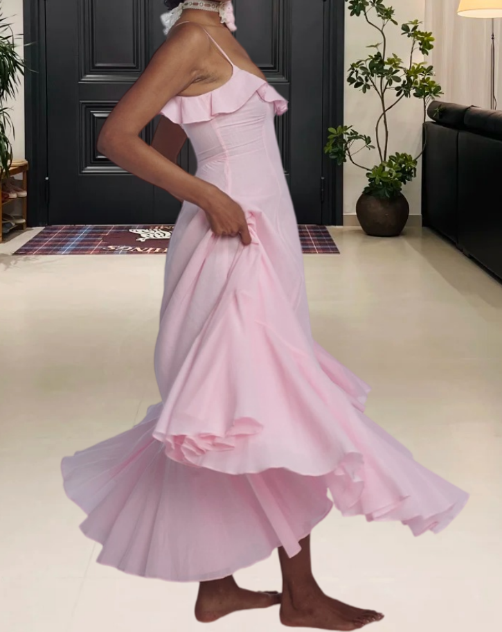 Robe de bal de princesse bustier à volants en satin long, robe de soirée C8117