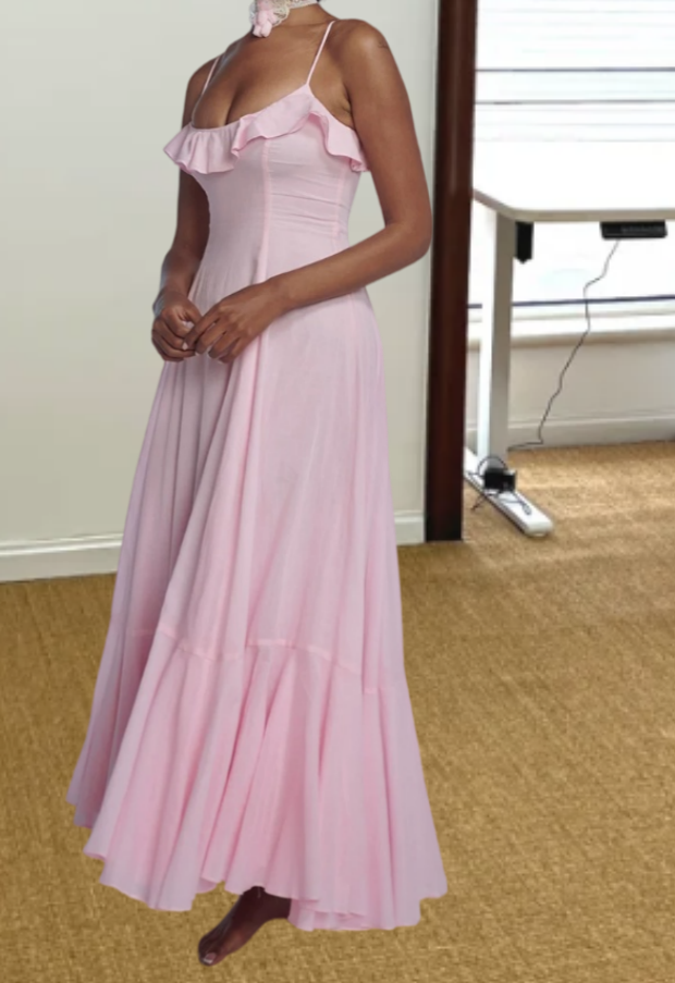 Robe de bal de princesse bustier à volants en satin long, robe de soirée C8117