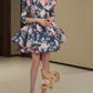 Retro V Neck Homecoming Dress Floral Long Sleeve A-Line Birthday Dress D0310