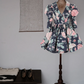 Retro V Neck Homecoming Dress Floral Long Sleeve A-Line Birthday Dress D0310
