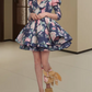 Retro V Neck Homecoming Dress Floral Long Sleeve A-Line Birthday Dress D0310
