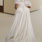 Romantic Off-Shoulder Prom Dress White Bows Ruffled A-Line Evening Dress D0315