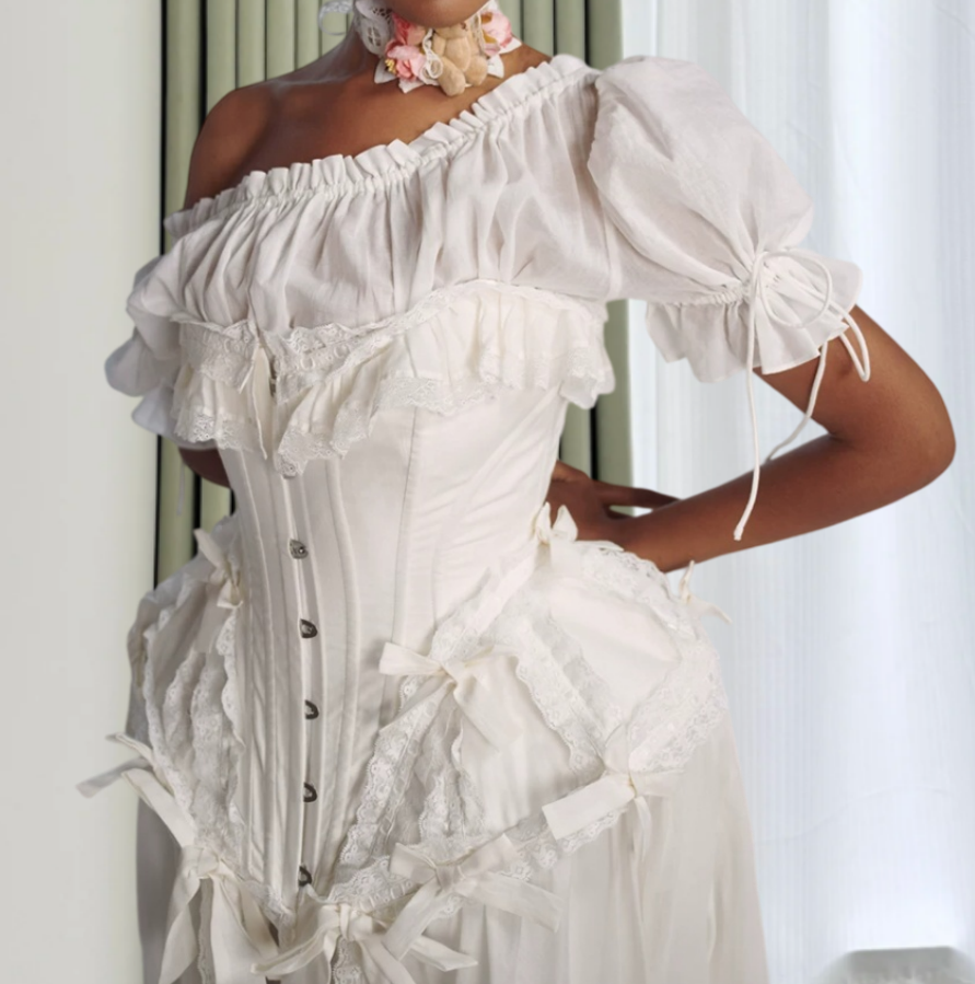 Romantic Off-Shoulder Prom Dress White Bows Ruffled A-Line Evening Dress D0315