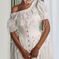 Romantic Off-Shoulder Prom Dress White Bows Ruffled A-Line Evening Dress D0315