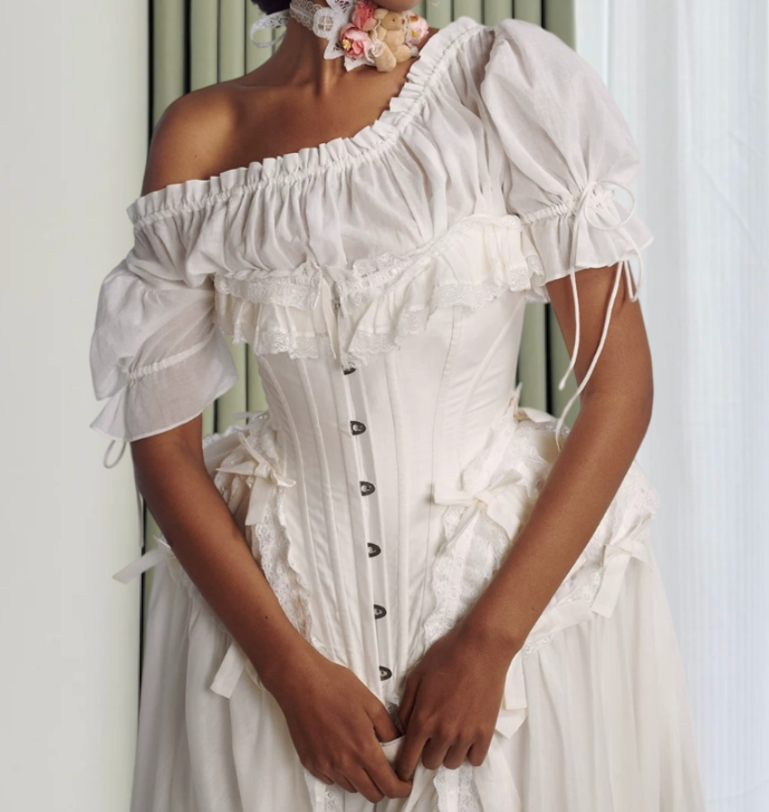 Romantic Off-Shoulder Prom Dress White Bows Ruffled A-Line Evening Dress D0315