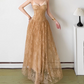 Charming Spaghetti Straps Prom Dress Lace Sequins A-Line Evening Dress D0316