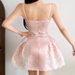 Glam Spaghetti Straps Homecoming Dress Pink Lace A-Line Birthday Dress D0318