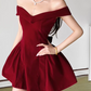 Mini robe de soirée en satin, sans bretelles, sans manches, ligne a, simple, C899
