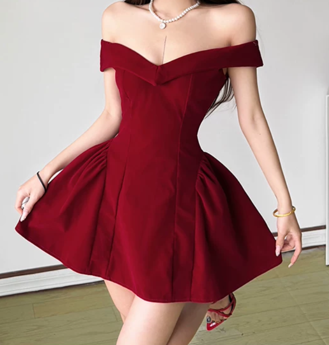 Mini robe de soirée en satin, sans bretelles, sans manches, ligne a, simple, C899