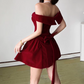 Mini robe de soirée en satin, sans bretelles, sans manches, ligne a, simple, C899