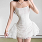 Mini robe de soirée en satin, sans bretelles, sans manches, ligne a, simple, C899