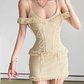Mini robe de soirée en satin, sans bretelles, sans manches, ligne a, simple, C899