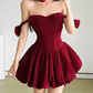 Mini robe de soirée en satin, sans bretelles, sans manches, ligne a, simple, C899