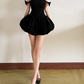Mini robe de soirée en satin, sans bretelles, sans manches, ligne a, simple, C899