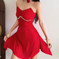 Mini robe de soirée en satin, sans bretelles, sans manches, ligne a, simple, C899