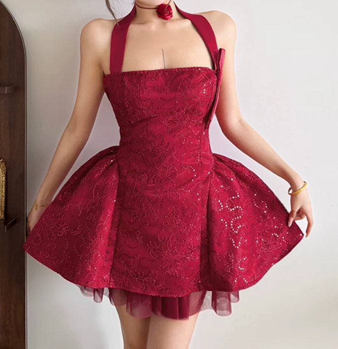 Mini robe de soirée en satin, sans bretelles, sans manches, ligne a, simple, C899
