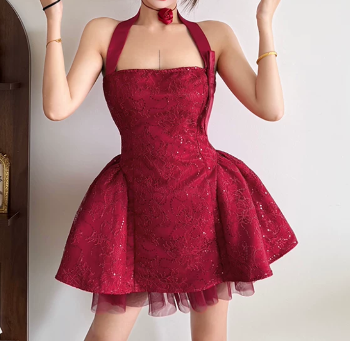 Mini robe de soirée en satin, sans bretelles, sans manches, ligne a, simple, C899