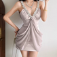 Chic V Neck Homecoming Dress Pastel Purple Beading Sheath Birthday Dress D0328